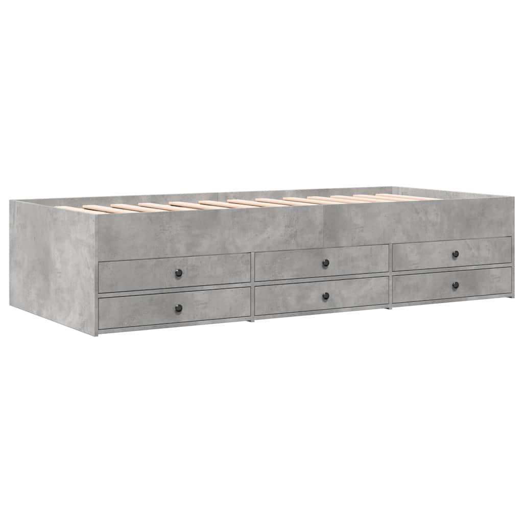 daybed med skuffer uden madras 75x190 cm betongrå