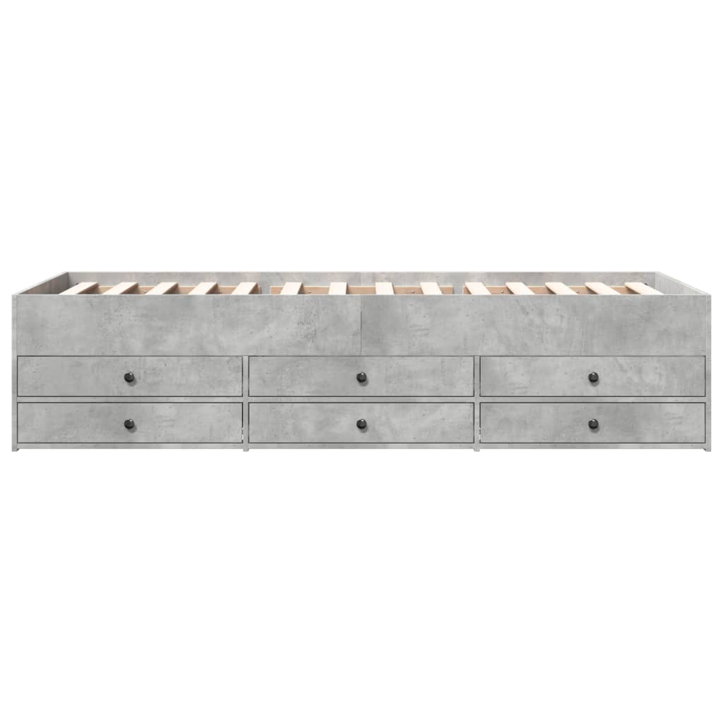 daybed med skuffer uden madras 75x190 cm betongrå