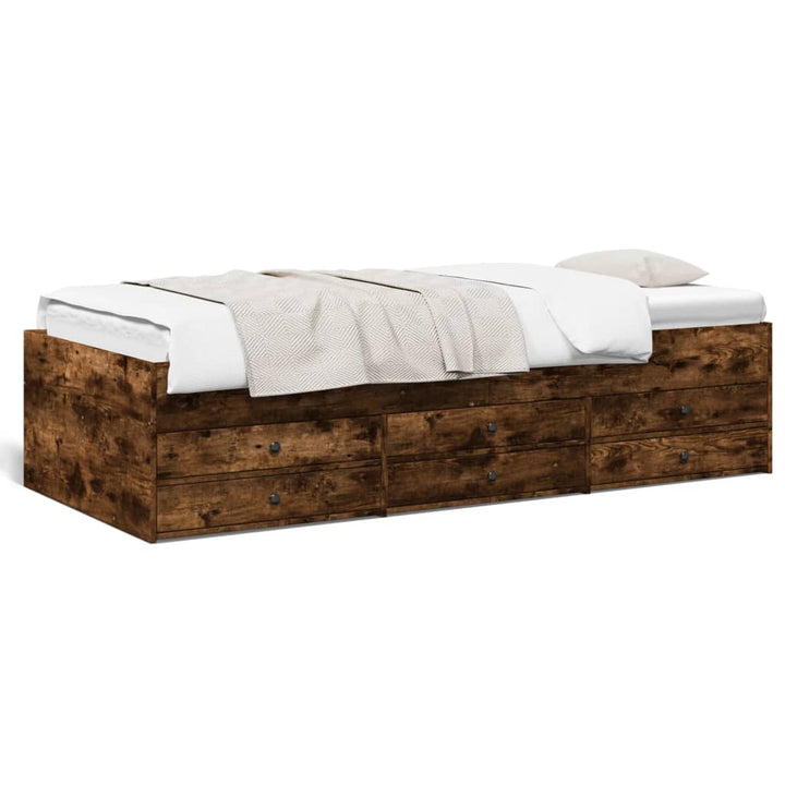 daybed med skuffer uden madras 75x190 cm røget eg