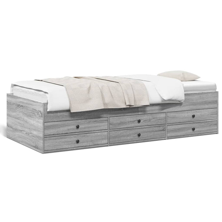 daybed med skuffer uden madras 75x190 cm grå sonoma-eg