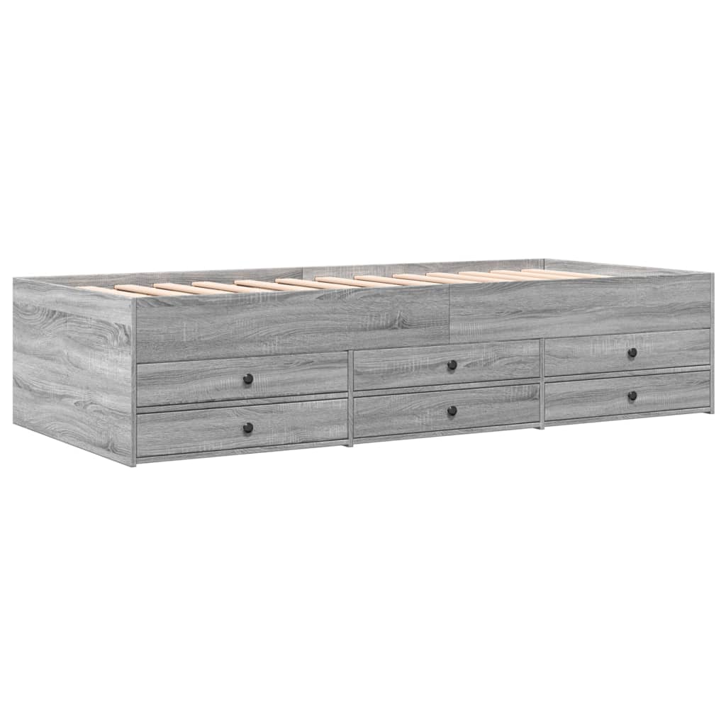 daybed med skuffer uden madras 75x190 cm grå sonoma-eg