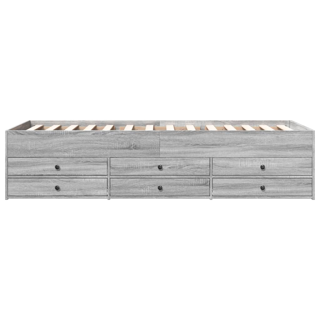 daybed med skuffer uden madras 75x190 cm grå sonoma-eg