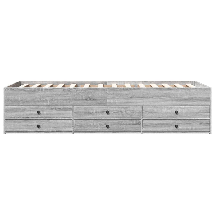 daybed med skuffer uden madras 75x190 cm grå sonoma-eg