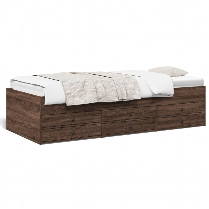daybed med skuffer uden madras 75x190 cm brunt eg