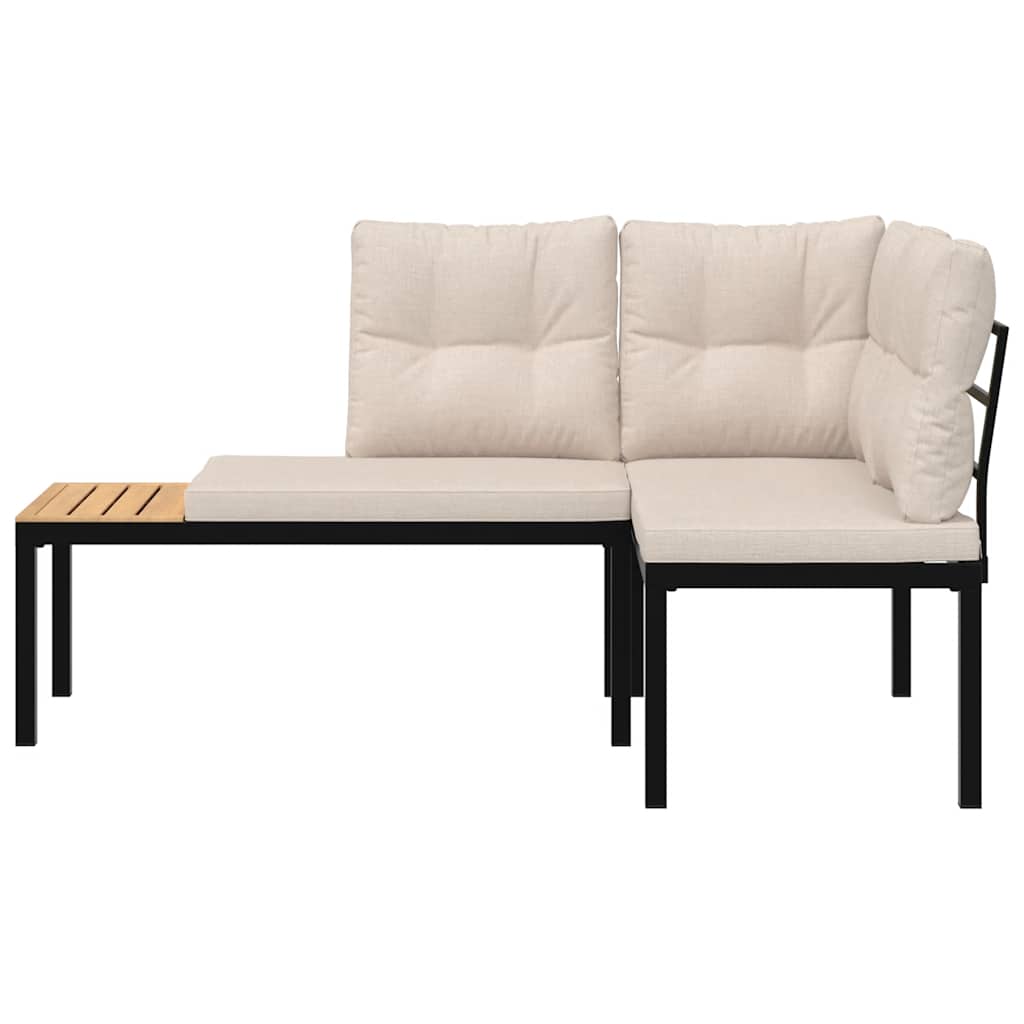 havebænke 2 stk. med hynder pulverlakeret stål sort