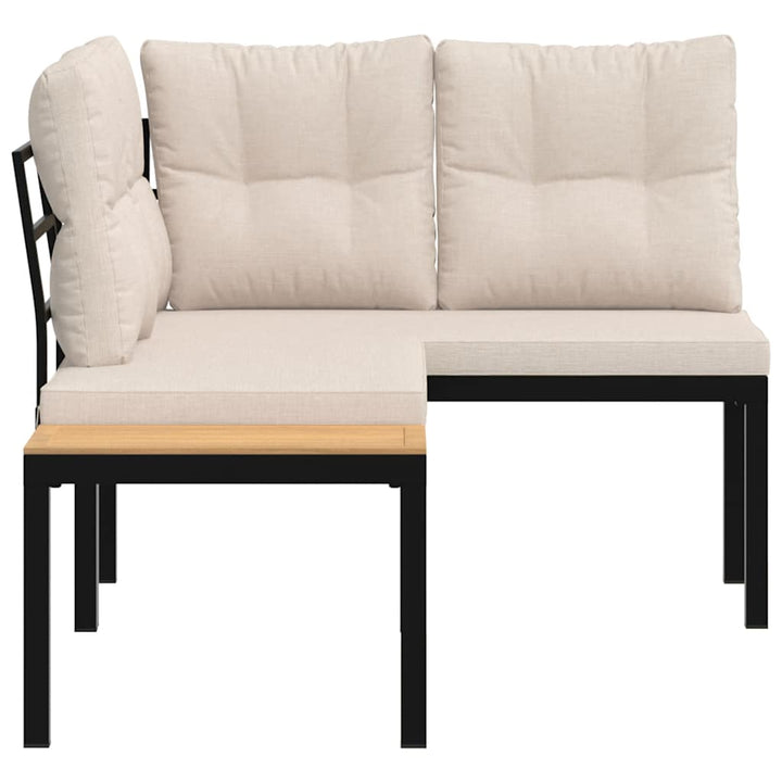 havebænke 2 stk. med hynder pulverlakeret stål sort