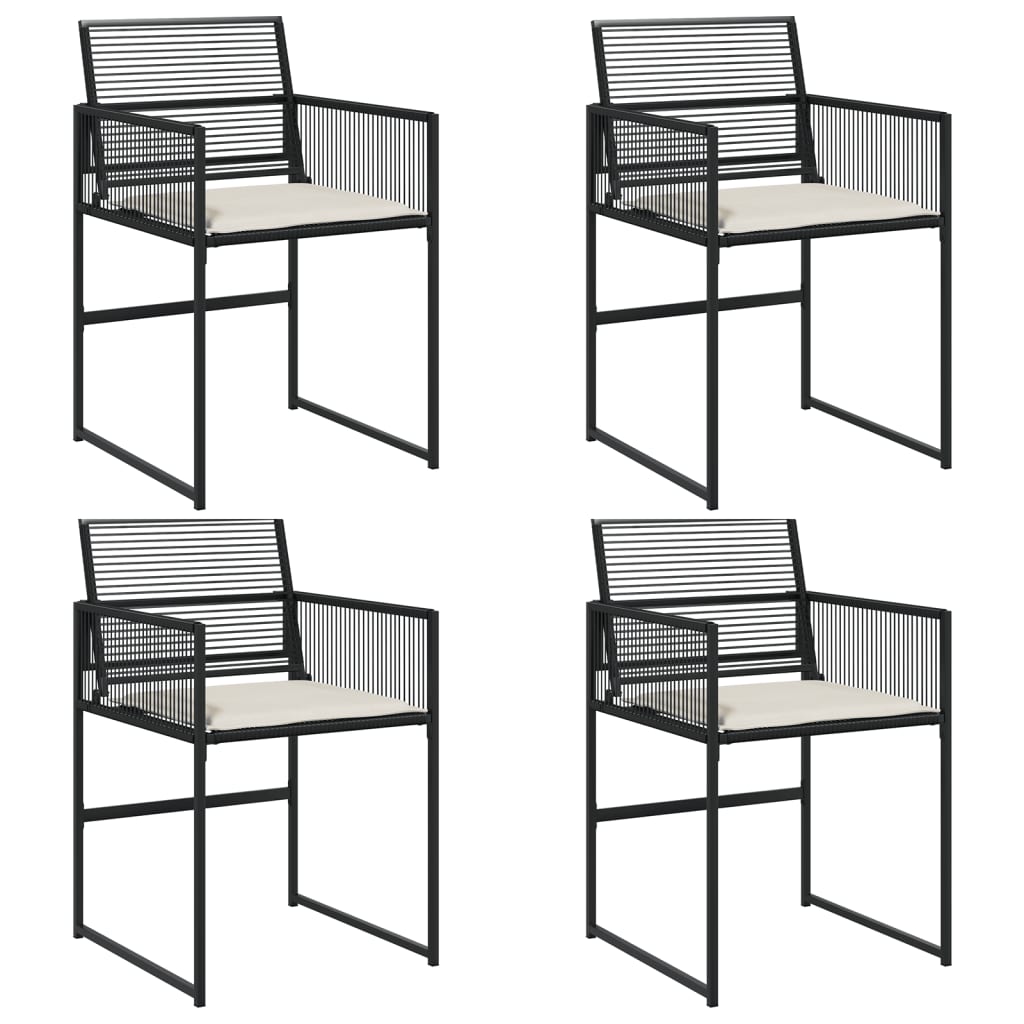 havestole med hynder 4 stk. polyrattan sort