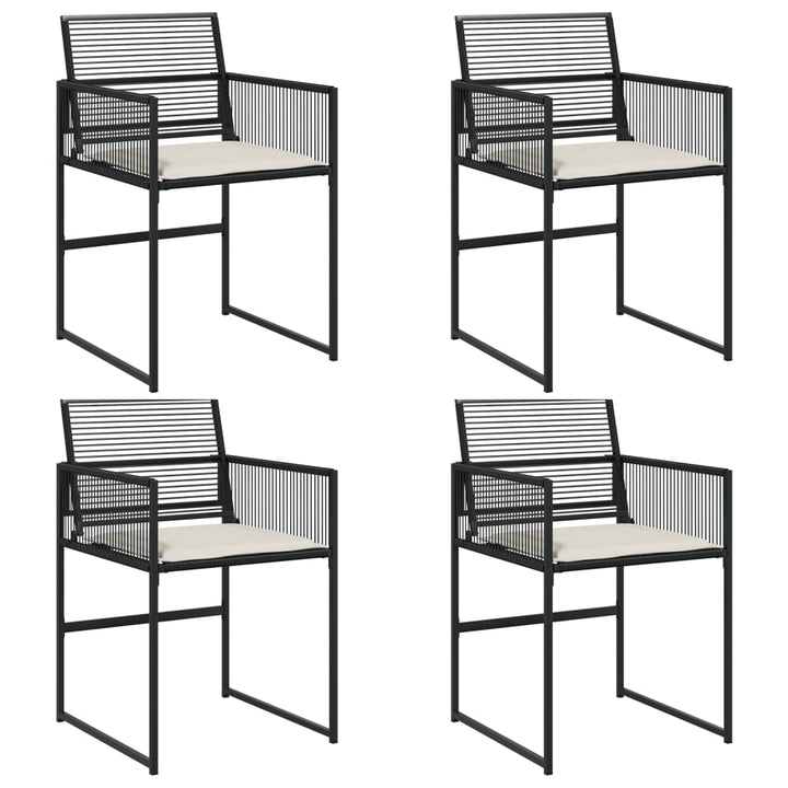 havestole med hynder 4 stk. polyrattan sort