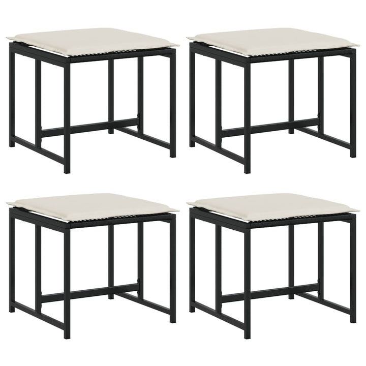 haveskamler 4 stk. med hynder polyrattan sort