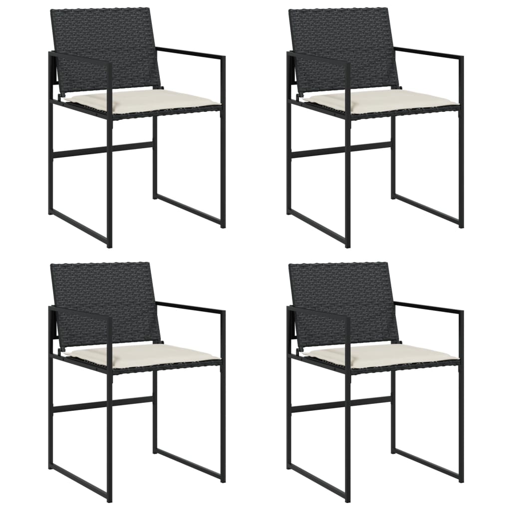 havestole med hynder 4 stk. polyrattan sort