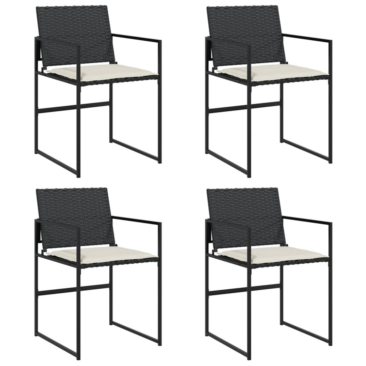 havestole med hynder 4 stk. polyrattan sort