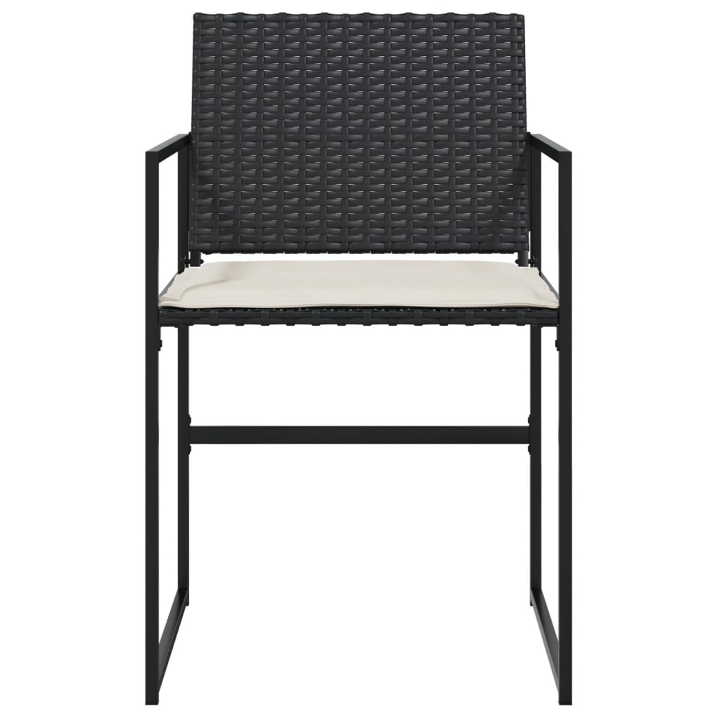 havestole med hynder 4 stk. polyrattan sort