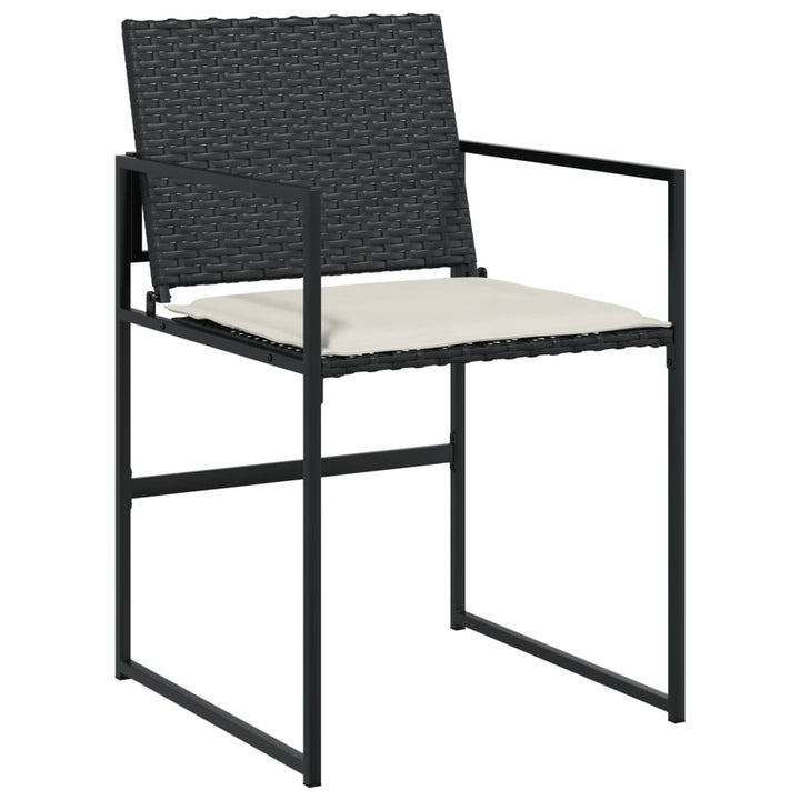 havestole med hynder 4 stk. polyrattan sort