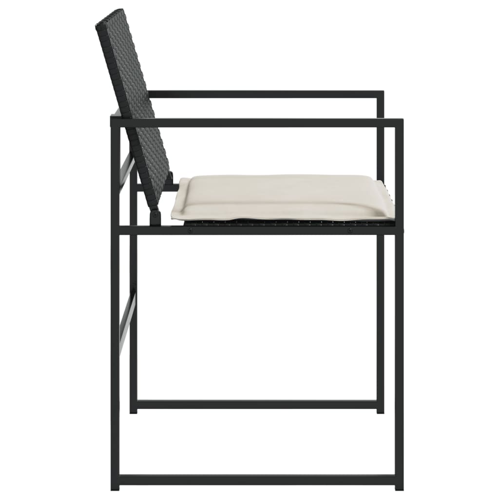 havestole med hynder 4 stk. polyrattan sort