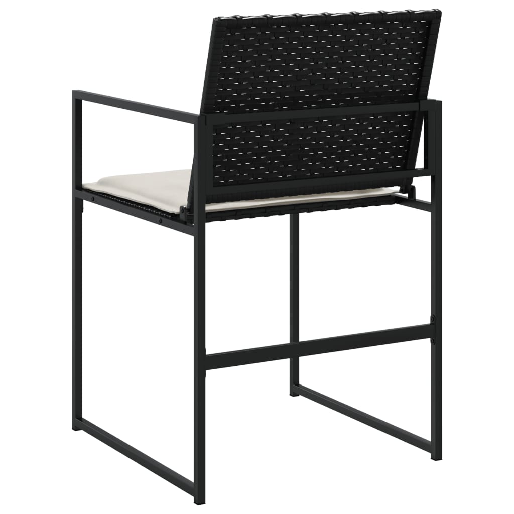 havestole med hynder 4 stk. polyrattan sort