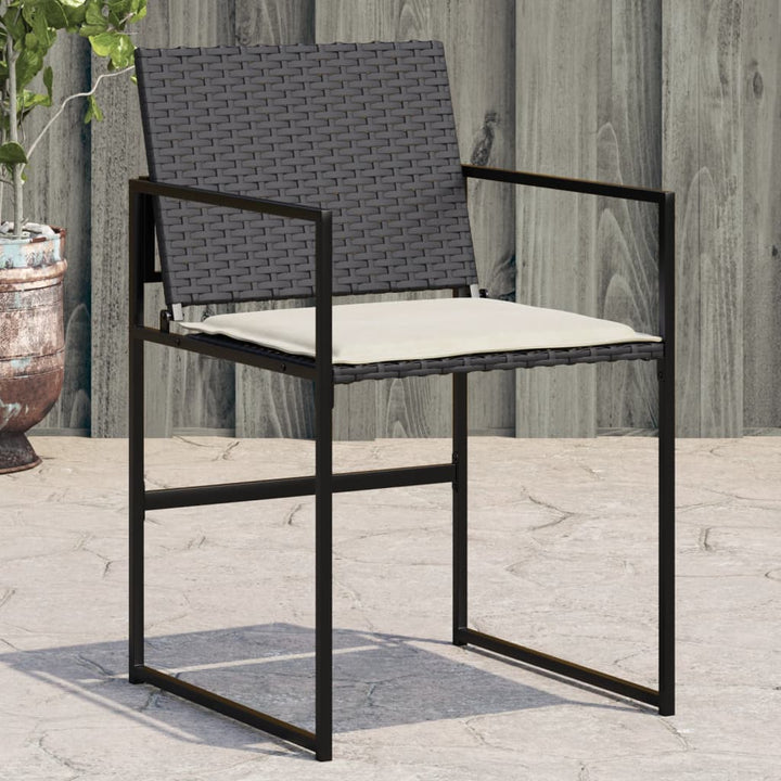havestole med hynder 4 stk. polyrattan sort