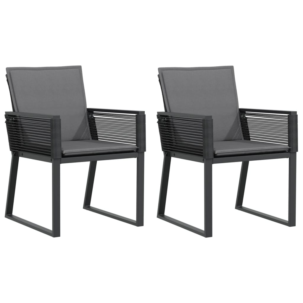 havestole med hynder 2 stk. polyrattan sort