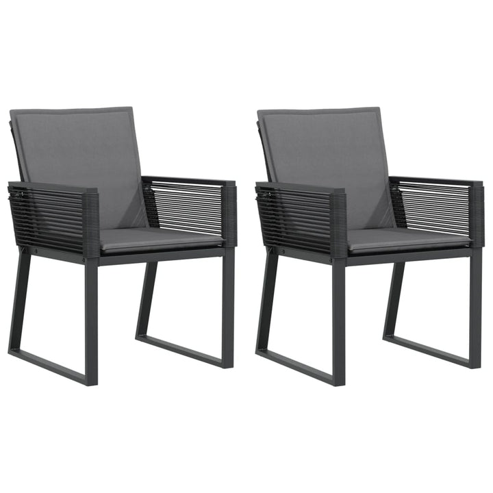 havestole med hynder 2 stk. polyrattan sort