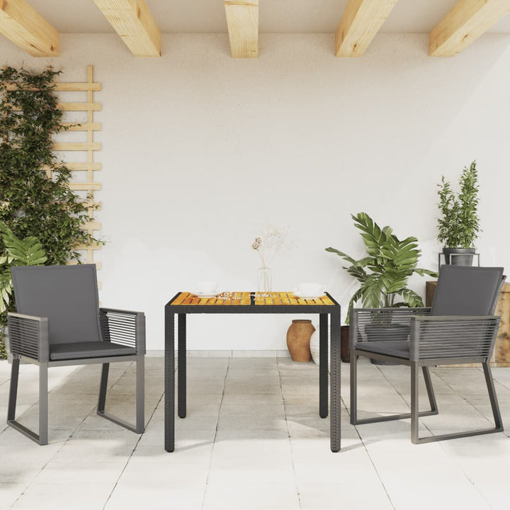 havestole med hynder 2 stk. polyrattan sort