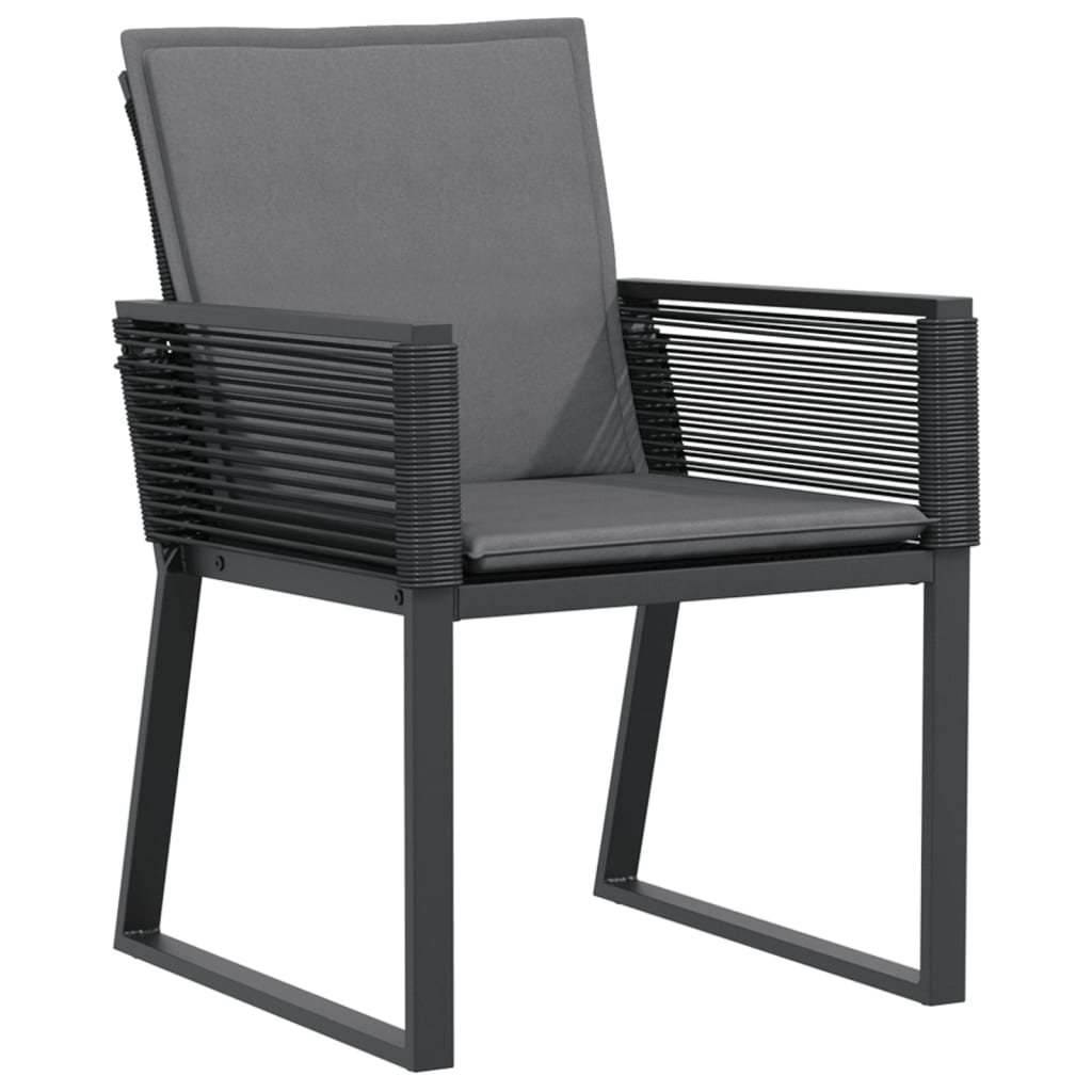 havestole med hynder 2 stk. polyrattan sort