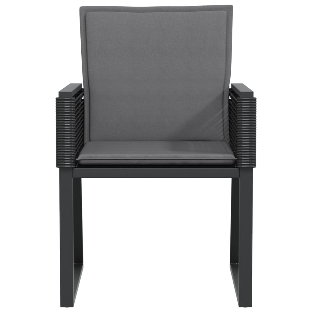 havestole med hynder 2 stk. polyrattan sort
