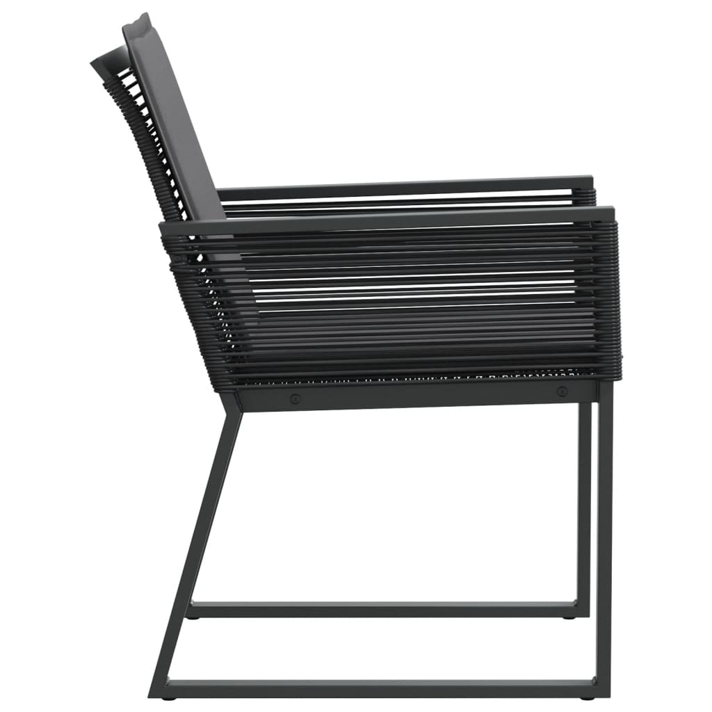 havestole med hynder 2 stk. polyrattan sort