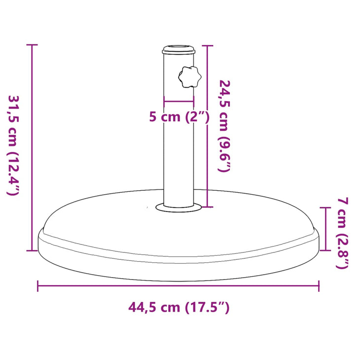 parasolfod til Ø32/35/38 mm stænger 15kg rund