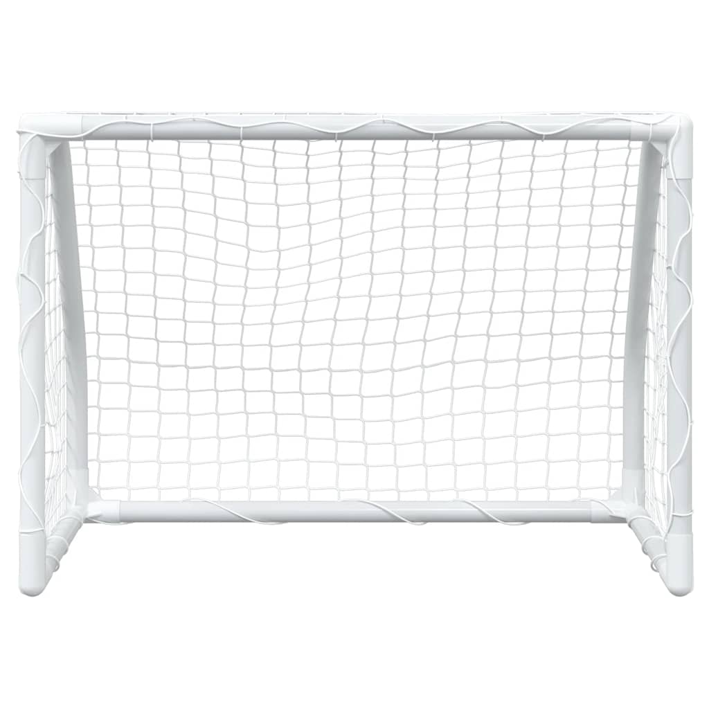 fodboldmål 2 stk. 64x35x48 cm med bold til børn metal hvid