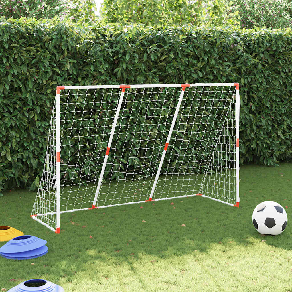fodboldmål til børn 184x64x124 cm med 2 bolde hvid