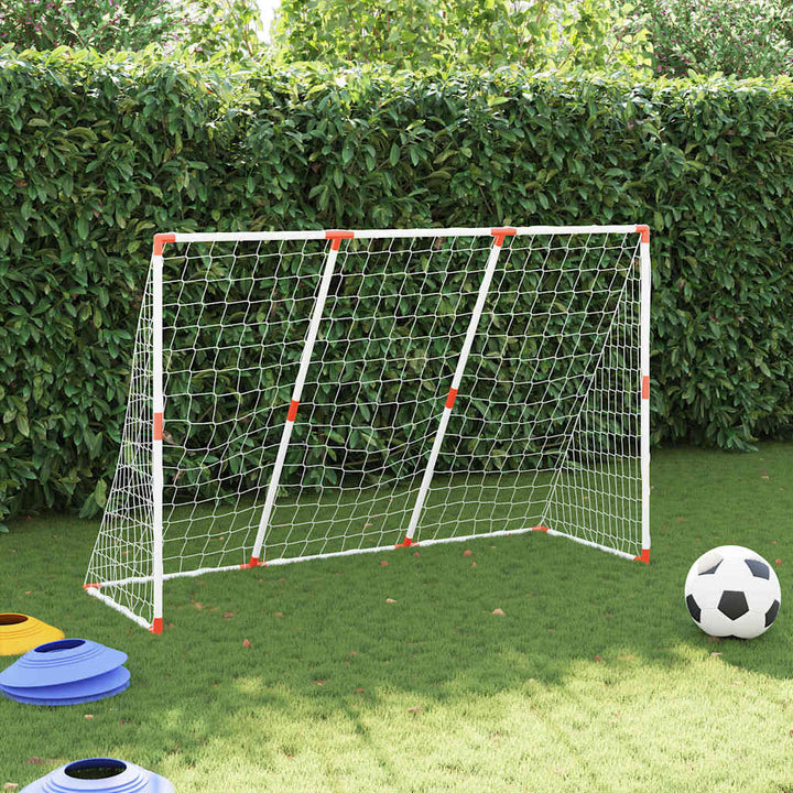fodboldmål til børn 184x64x124 cm med 2 bolde hvid