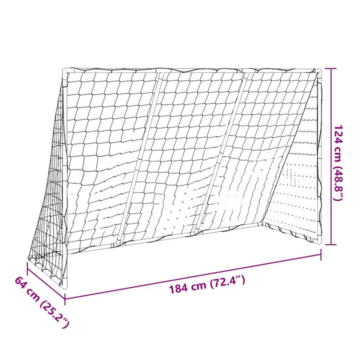 fodboldmål til børn 184x64x124 cm med 2 bolde hvid