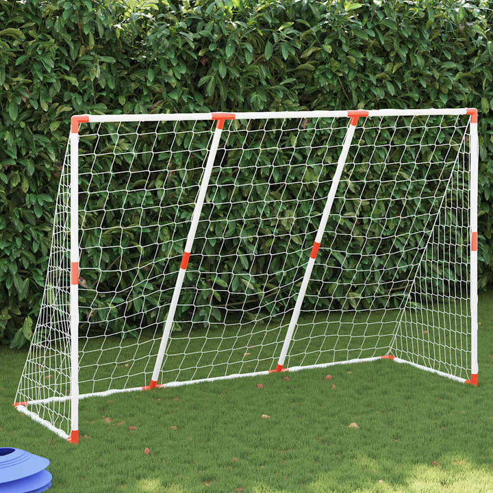 fodboldmål til børn 184x64x124 cm med 2 bolde hvid
