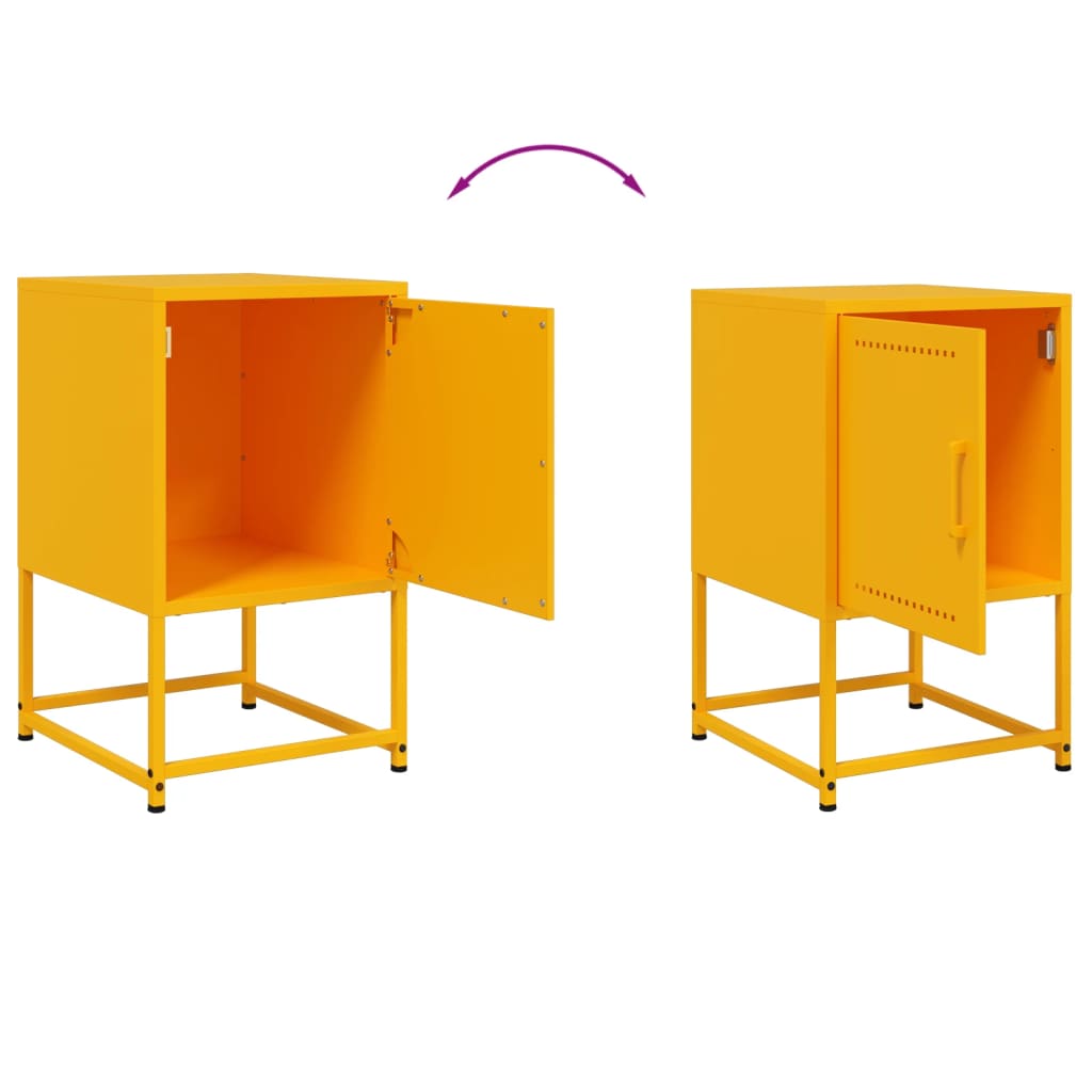 sengeborde 2 stk. 36x39x60,5 cm stål sennepsgul