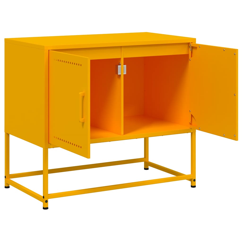 tv-bord 68,5x39x60,5 cm stål sennepsgul