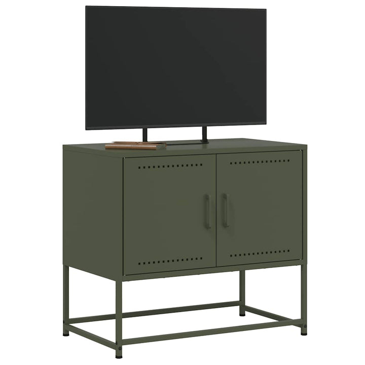 tv-bord 68,5x39x60,5 cm stål olivengrøn