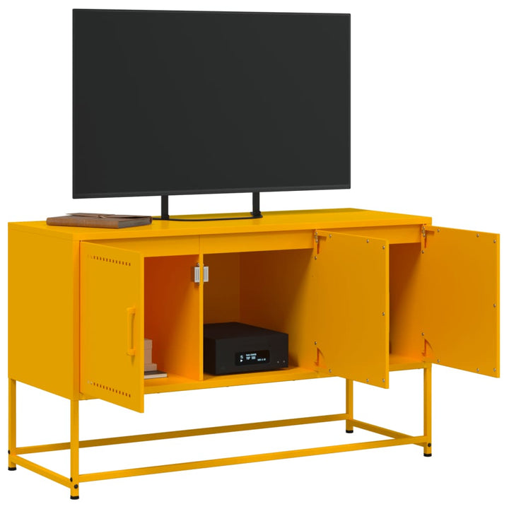 tv-bord 100,5x39x60,5 cm stål sennepsgul