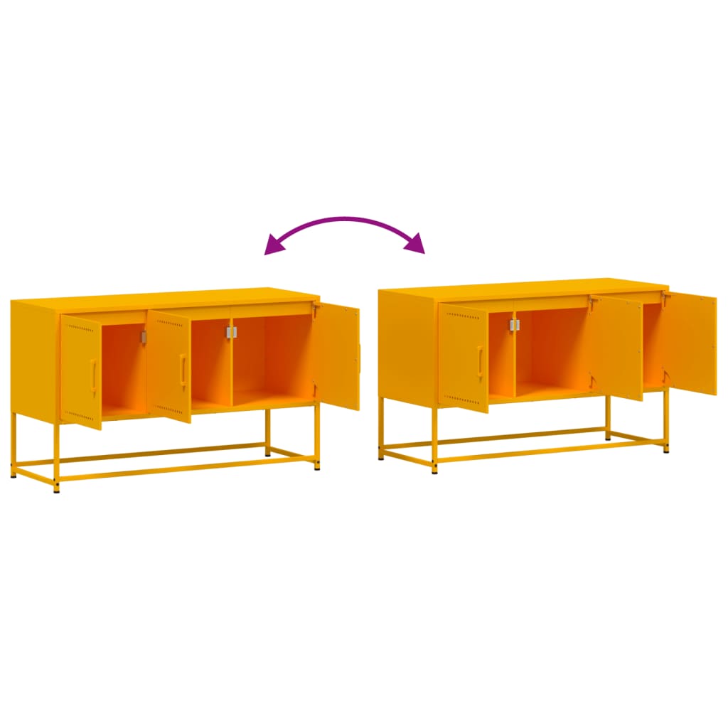 tv-bord 100,5x39x60,5 cm stål sennepsgul