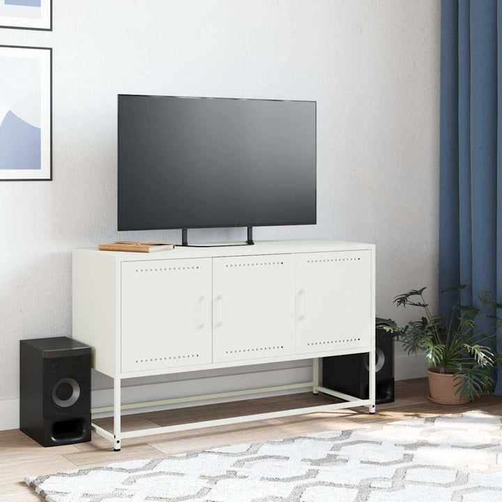 tv-bord 100,5x39x60,5 cm stål hvid