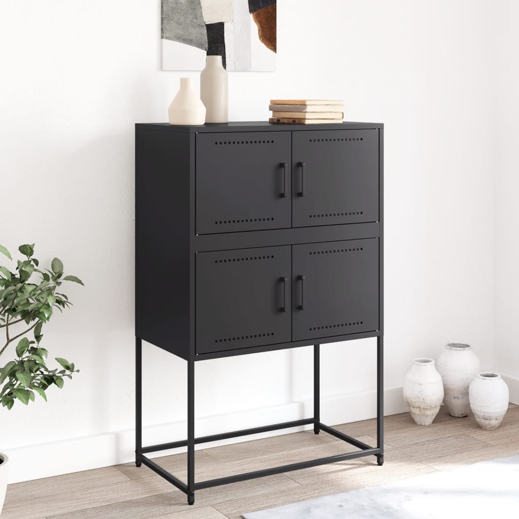 skænk 68,5x38,5x107 cm stål sort