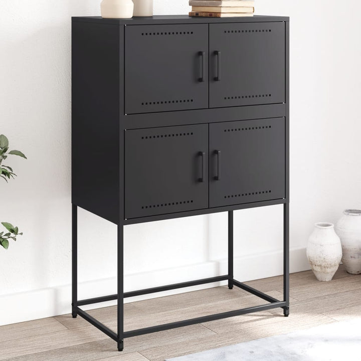 skænk 68,5x38,5x107 cm stål sort