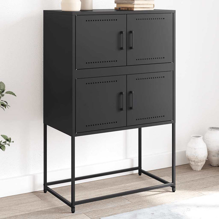 skænk 68,5x38,5x107 cm stål sort