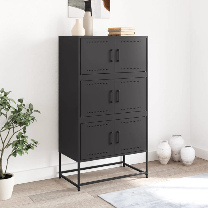 skænk 68,5x38,5x123,5 cm stål sort