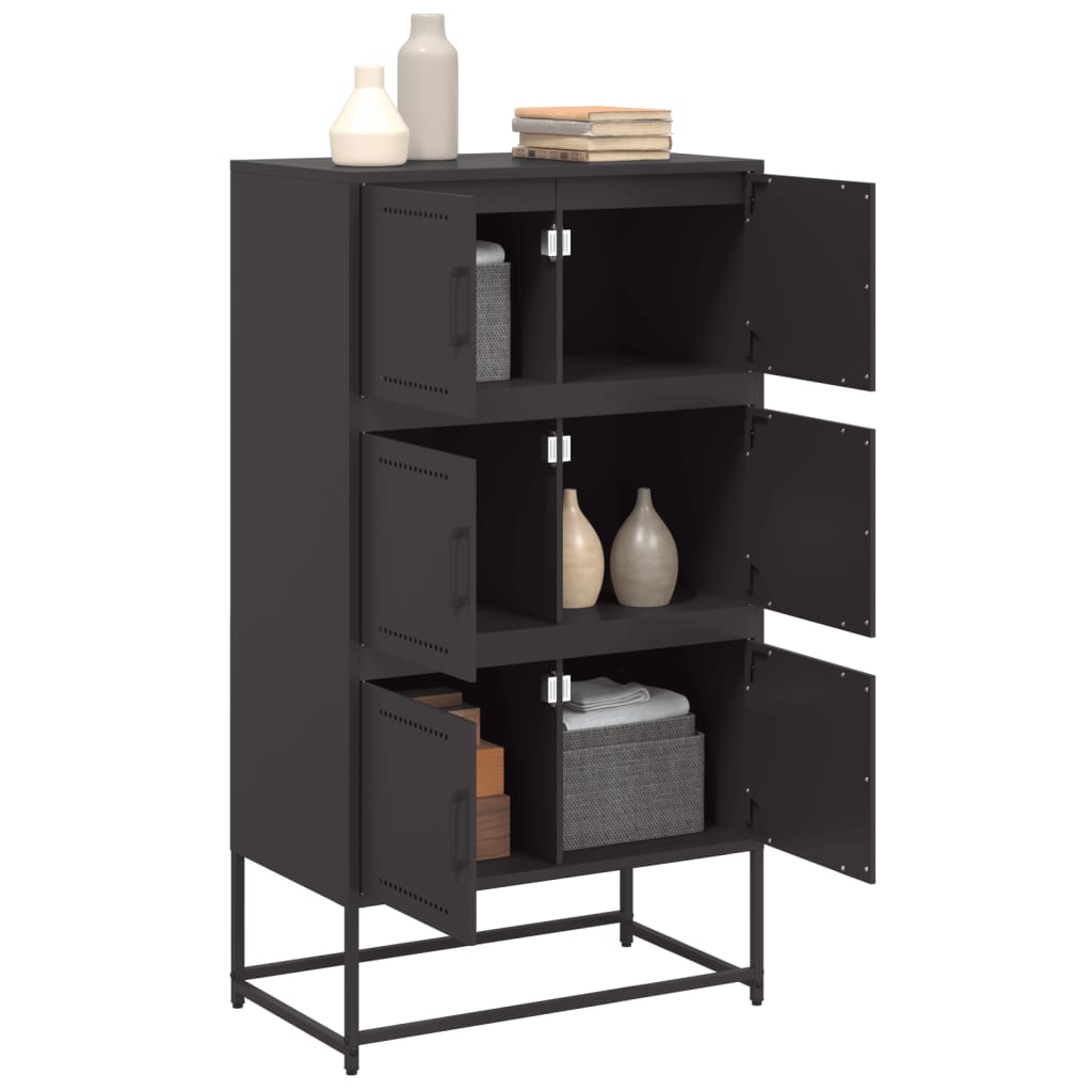 skænk 68,5x38,5x123,5 cm stål sort
