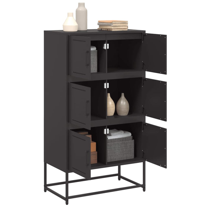 skænk 68,5x38,5x123,5 cm stål sort
