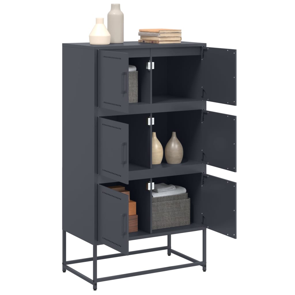 skænk 68,5x38,5x123,5 cm stål antracitgrå