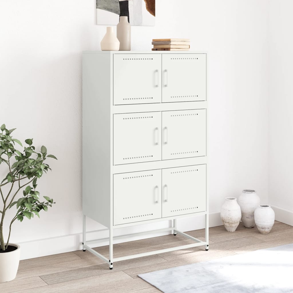 skænk 68,5x38,5x123,5 cm stål hvid