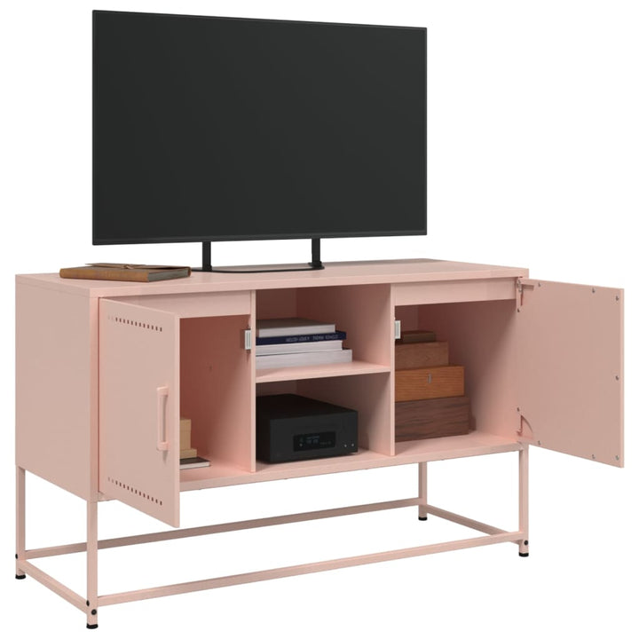 tv-bord 100,5x39x60,5 cm stål lyserød