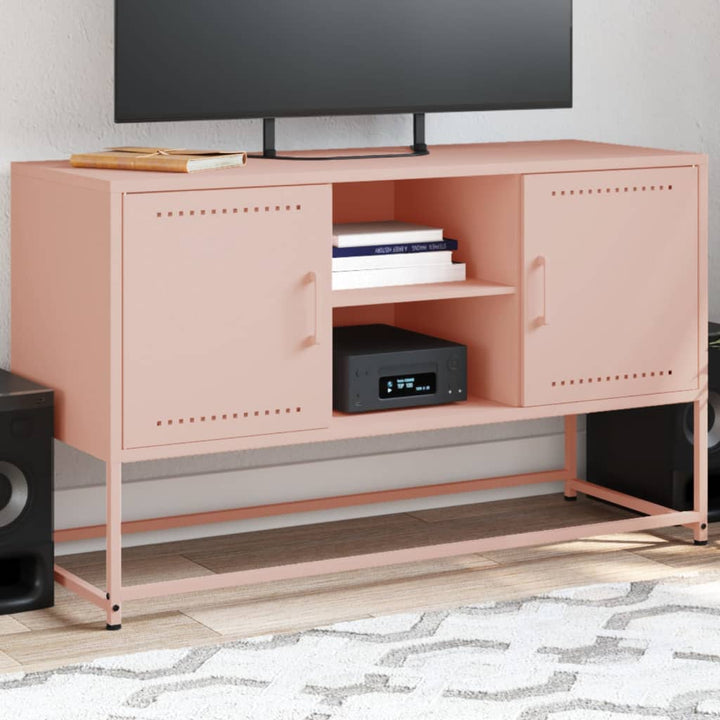 tv-bord 100,5x39x60,5 cm stål lyserød