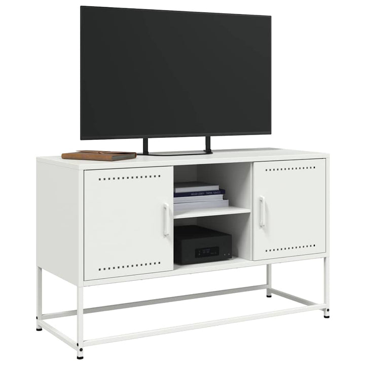 tv-bord 100,5x39x60,5 cm stål hvid
