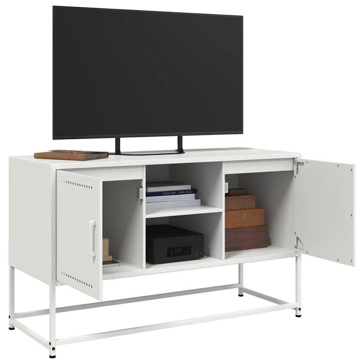 tv-bord 100,5x39x60,5 cm stål hvid